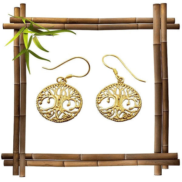 Yggdrasil Ohrhänger aus Bronze oder 925er-Sterlingsilber - Lebensbaum Ohrringe - keltischer Schmuck - Pagan - 1 Paar