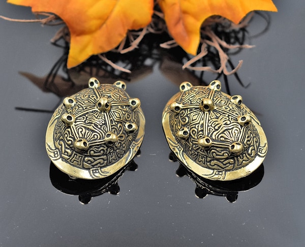 Wikinger Schildkrötfibel Set – Bronze oder versilbert | Authentischer Wikinger-Schmuck für Dein Wikingerkleid