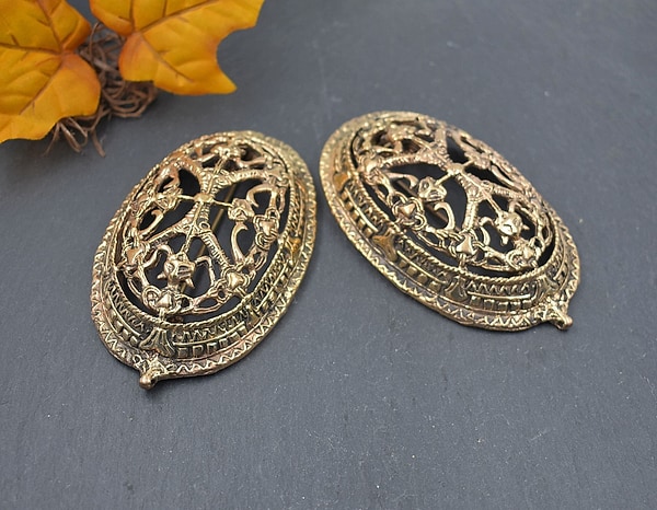 Wikinger Schildkrötfibel Set aus Bronze im Borre-Stil – Replik historischer Gewandspangen für die Wikinger Tracht