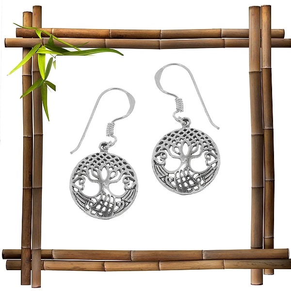 Yggdrasil Ohrhänger aus 925er-Silber - Lebensbaum Ohrringe - keltischer Schmuck - Wikinger Schmuck - Pagan - 1 Paar