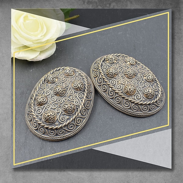 Haithabu Schildkrötfibel Set - Wikinger Ovalfibeln aus Bronze - Replika Ovalspangen Hedeby - Größe ca. 7,7 x 5,5, x 2,5 cm