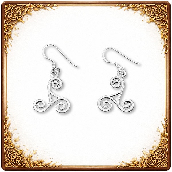 Große keltische Silber Ohrringe mit Triskele – Paganer Ohrschmuck aus 925 Sterling Silber