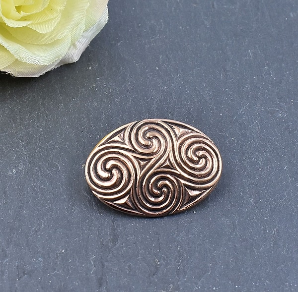 Keltische Brosche mit Spiralmuster aus Bronze ca. 3,6 cm - Mittelalter Brosche - Gewandnadel aus der Latenè Zeit - 1 Stück