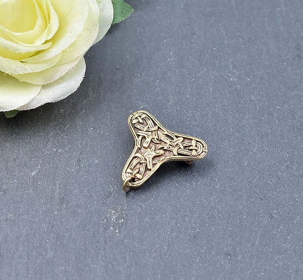 Kleine Wikinger Kleeblattbrosche 3 cm aus Bronze oder 925er Silber - Kleeblattfibel Wikinger - Nordischer Schmuck - Gewandschließe aus Birka