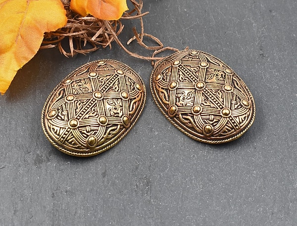 Wikinger Fibel Set im Osebergstil aus Norwegen – Schalenfibeln aus Bronze für Dein Trägerkleid - Reenactment Zubehör