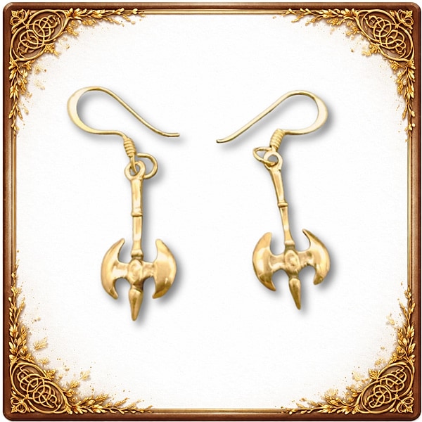 Wikinger Doppelaxt Ohrringe – Mittelalterlicher Ohrschmuck aus Bronze und 925er Silber